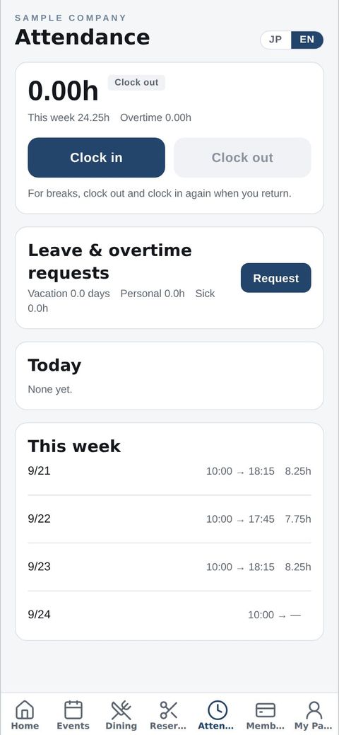 Staff: clocking in