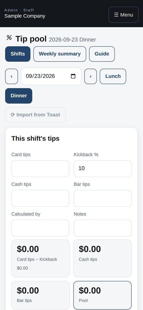 Tips for a shift